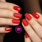 uñas rojas que muestran uñas brillantes y uñas opacas, tendencia 2024, 2025